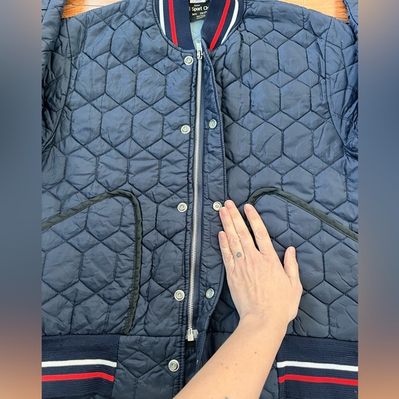 Vintage Neutral Gender Navy Quilted Bomber Jacket - Picture 5 of 14